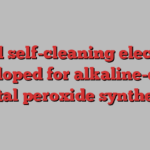 Novel self-cleaning electrode developed for alkaline-earth metal peroxide synthesis