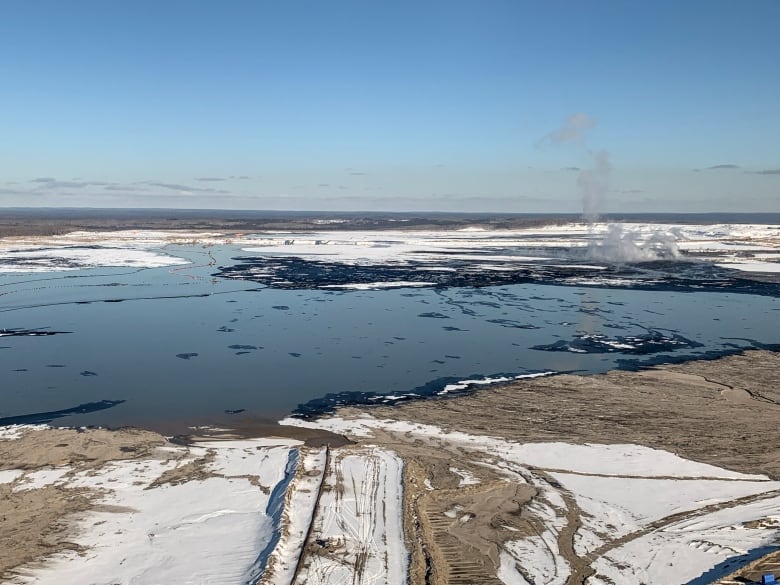 A tailings pond at the Kearl oilsands mine in the Regional Municipality of Wood Buffalo.