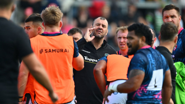 Michael Cheika of Leicester Tigers at Sandy Park in Exeter.