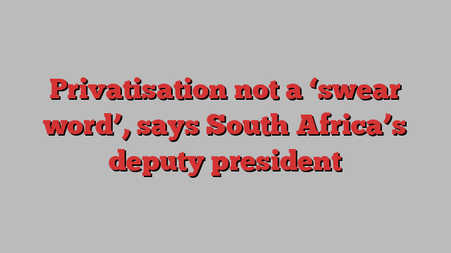 Privatisation not a ‘swear word’, says South Africa’s deputy president