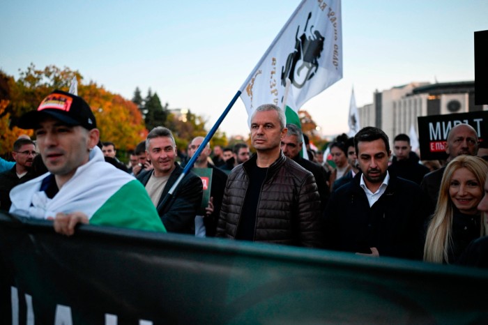 Kostadin Kostadinov leads a march under the motto “Give peace a chance” in support of the people in Gaza and South Lebanon