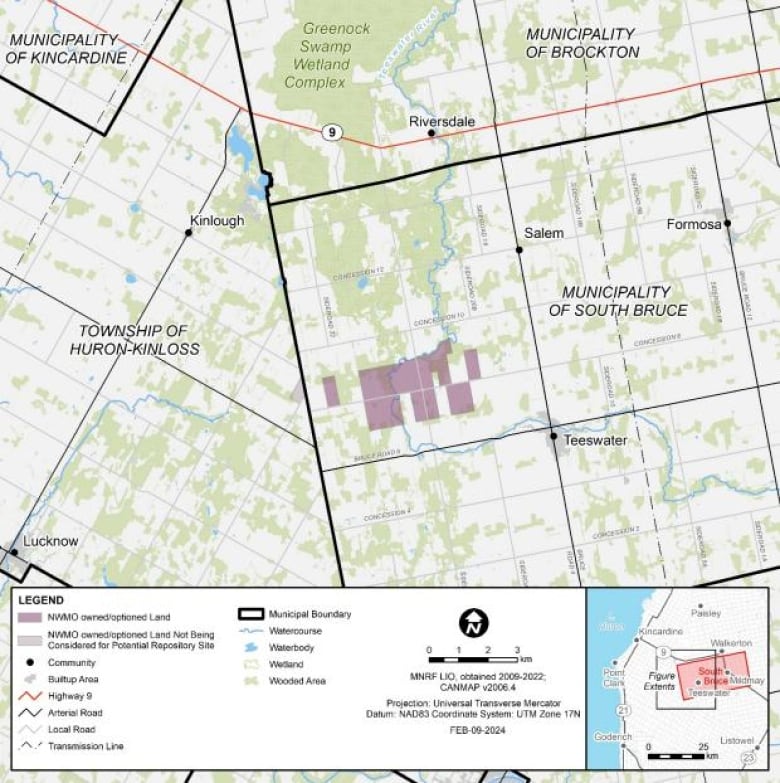 The proposed location for a deep geological repository in the Municipality of South Bruce, Ont.