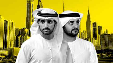 Dubai’s crown prince Sheikh Hamdan bin Mohammed al-Maktoum, left, and his brother and the emirate’s deputy leader Sheikh Maktoum