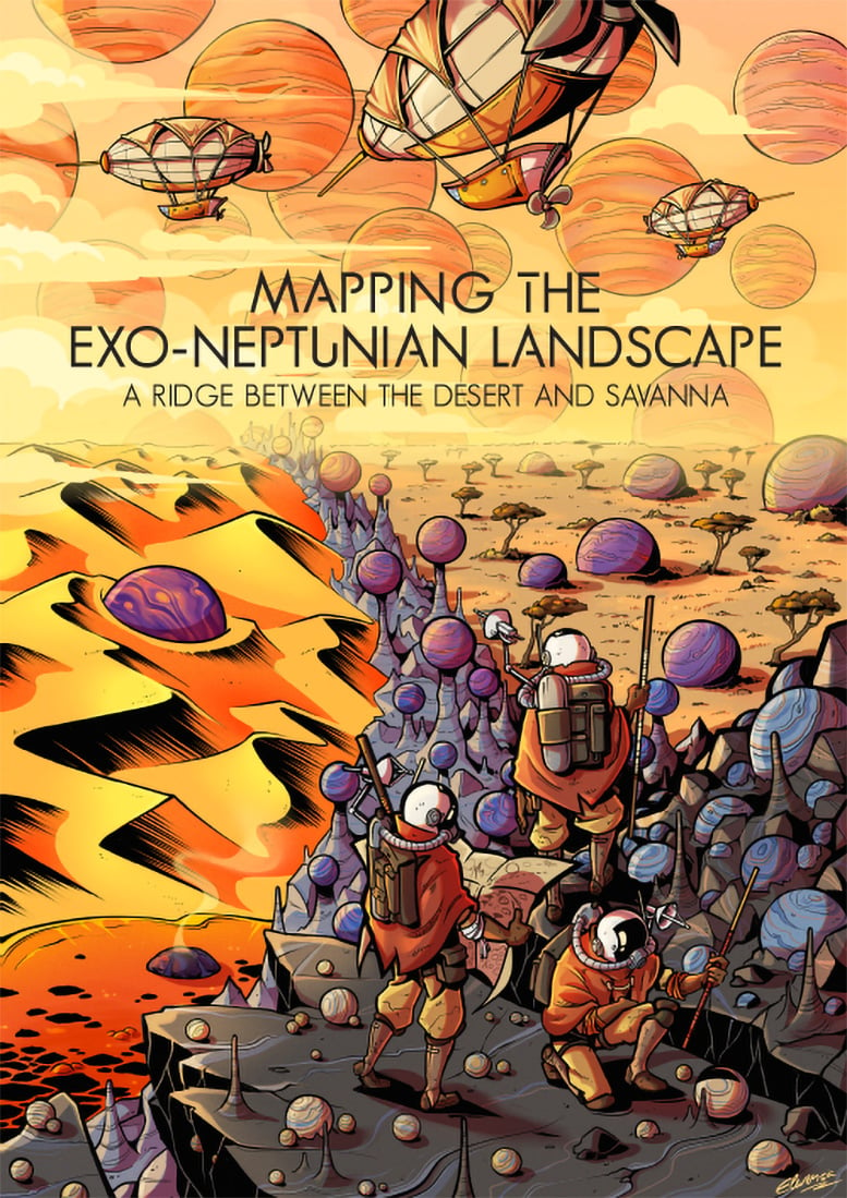 Artistic Illustration of the Neptunian Desert and the Neptunian Savanna Separated by the Neptunian Ridge