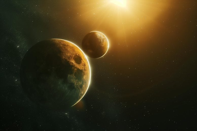 Astronomy Two Exoplanets Art Concept Illustration