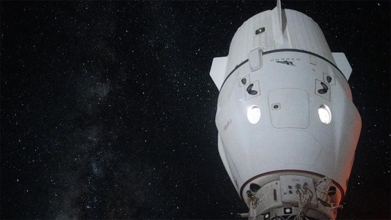 Milky Way Appears Behind SpaceX Dragon Endeavour Spacecraft