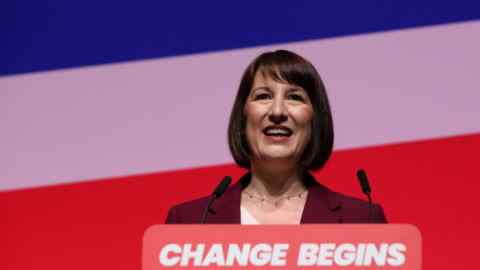 Rachel Reeves, UK chancellor, delivers her speech at the Labour autumn conference last month