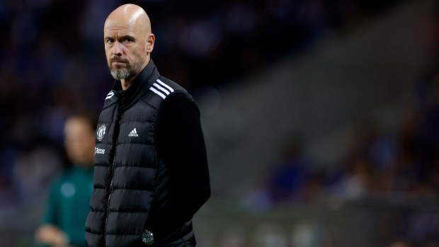 Coach Erik ten Hag of Manchester United during the UEFA Europa League match.