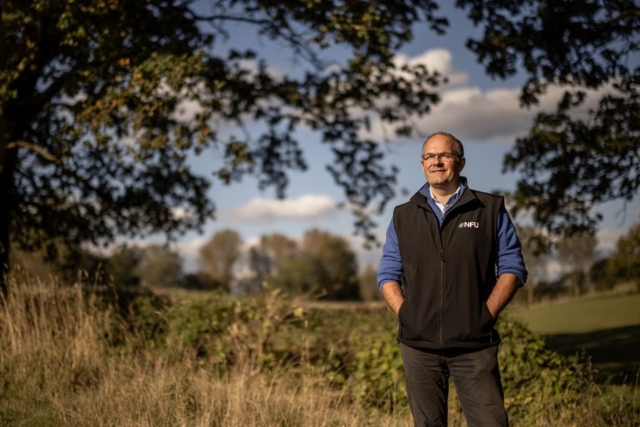 Tom Bradshaw, President of the NFU on his farm near Colchester. 