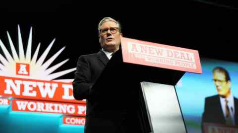 UK Prime Minister Sir Keir Starmer speaks at the Trades Union Congress annual gathering in September