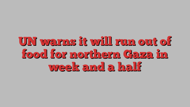 UN warns it will run out of food for northern Gaza in week and a half