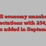 US economy smashes expectations with 254,000 jobs added in September