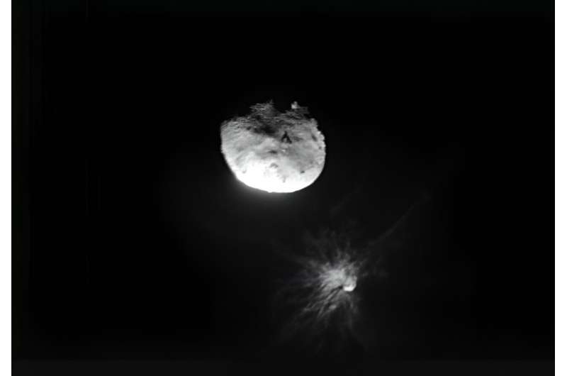 The asteroid Dimorphos was successfully deflected by humanity's first test of Earth's planetary defences