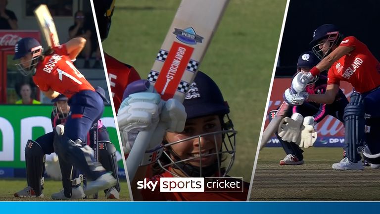 The best of Maia Bouchier&#39;s outstanding total of 62 runs as she plays a key part in England&#39;s dominate victory over Scotland in the Women&#39;s T20 World Cup. 