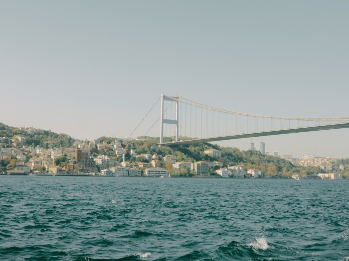 The Fatih Sultan Mehmet Bridge seen from the boat