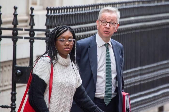 Kemi Badenoch walks with Michael Gove