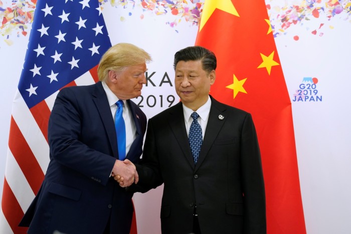 US President Donald Trump and China’s President Xi Jinping shake hands ahead of their bilateral meeting during the G20 leaders summit in Osaka, Japan on June 29 2019