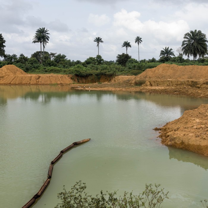 A green-tinged river in Africa