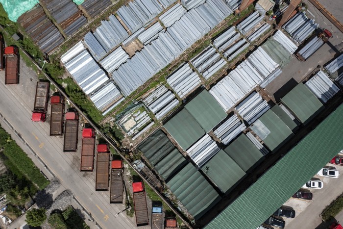 A steel trading market on the outskirts of Shanghai, China