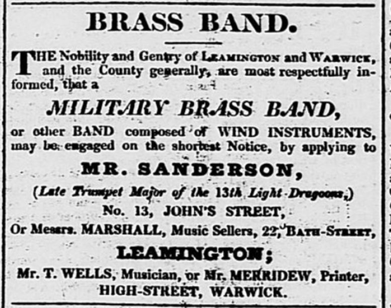 Advertisements for Sandersons Brass Band