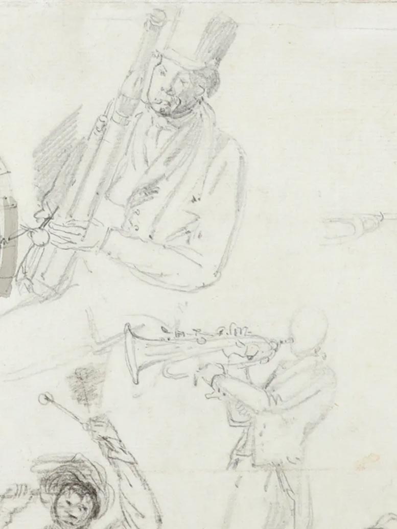 Drawing of Keyed Bugle Being Played