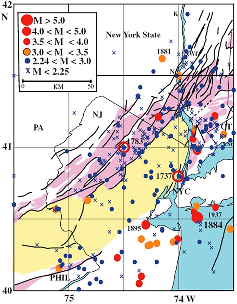 Philadelphia New York Southwestern Connecticut Earthquake Map