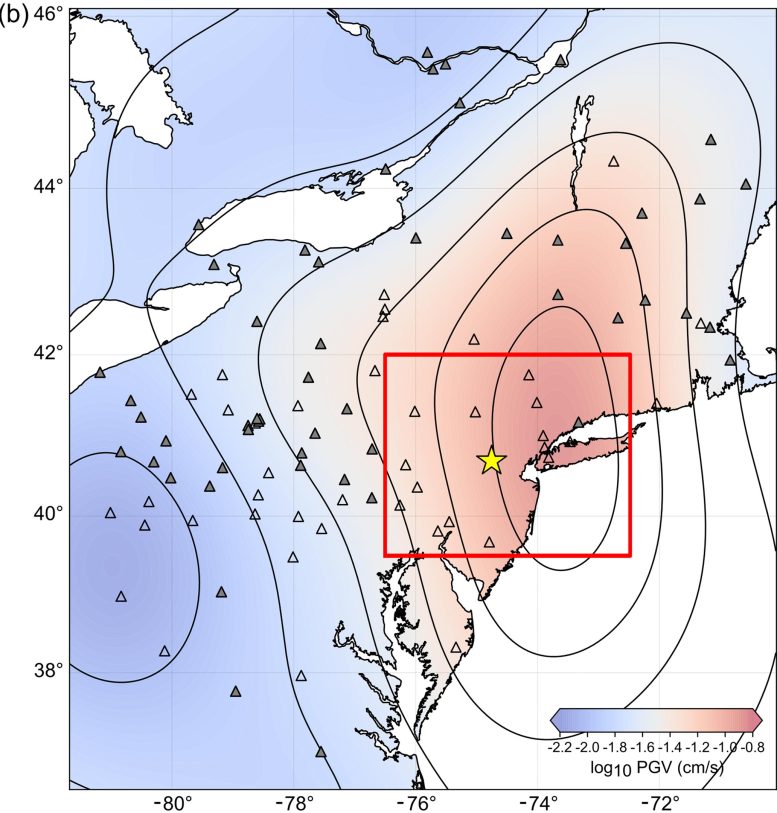 Peak Ground Velocity From 2024 New Jersey Earthquake