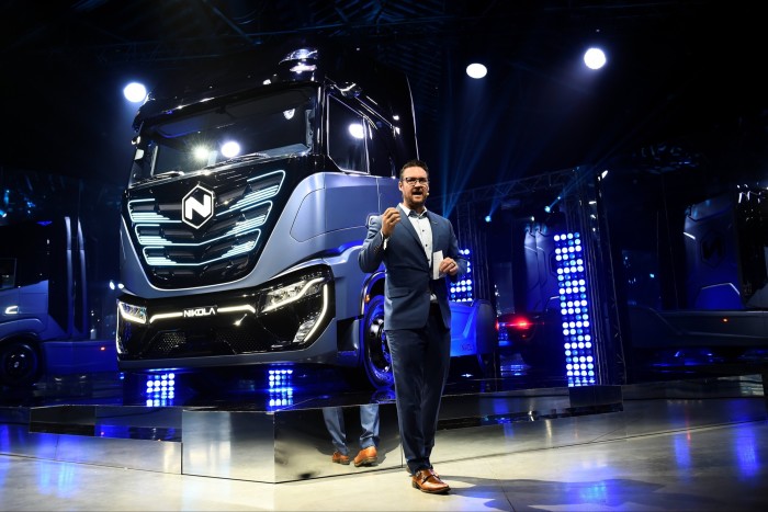 Trevor Milton, founder of the electric truck maker Nikola, at an industry event in 2019