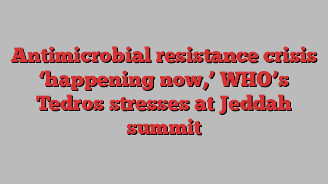 Antimicrobial resistance crisis ‘happening now,’ WHO’s Tedros stresses at Jeddah summit