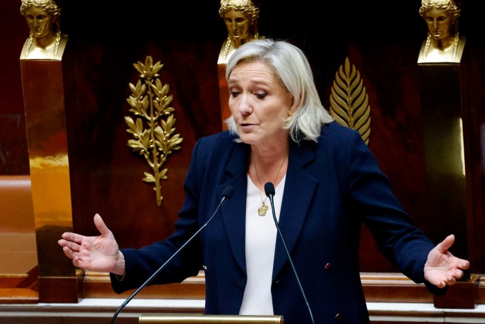 Marine Le Pen at the National Assembly in Paris in October 2024