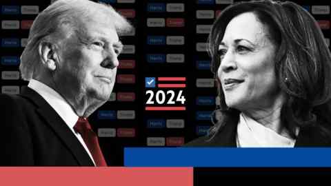 Photo montage of Donald Trump and Kamala Harris.