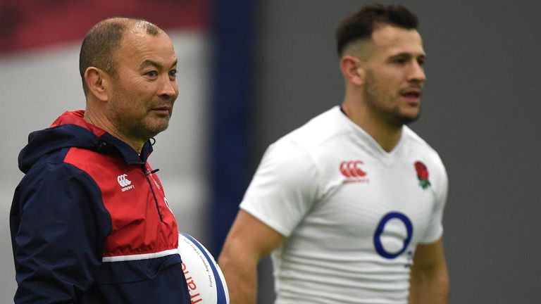 England head coach Eddie Jones (left) and Danny Care during the training session at Pennyhill Park, Bagshot. PRESS ASSOCIATION Photo. Picture date: Thursday March 17, 2016. See PA story RUGBYU England. Photo credit should read: Andrew Matthews/PA Wire. RESTRICTIONS: Editorial use only, No commercial use without prior permission, please contact PA Images for further information: Tel: +44 (0) 115 8447447