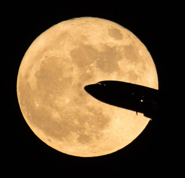 Aircraft Front of Supermoon