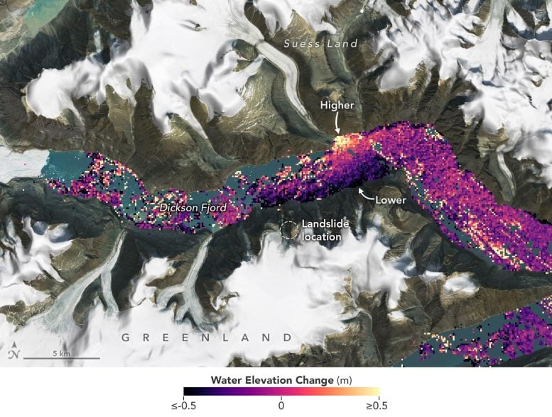 Greenland Dickson Fjord SWOT Tsunami Data Visualization