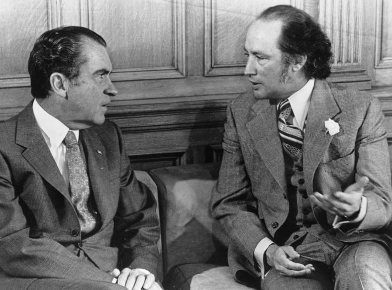 President Richard Nixon and Prime Minister Pierre Trudeau talk in Trudeau's office in Ottawa in this Apr.14, 1972 photo. 